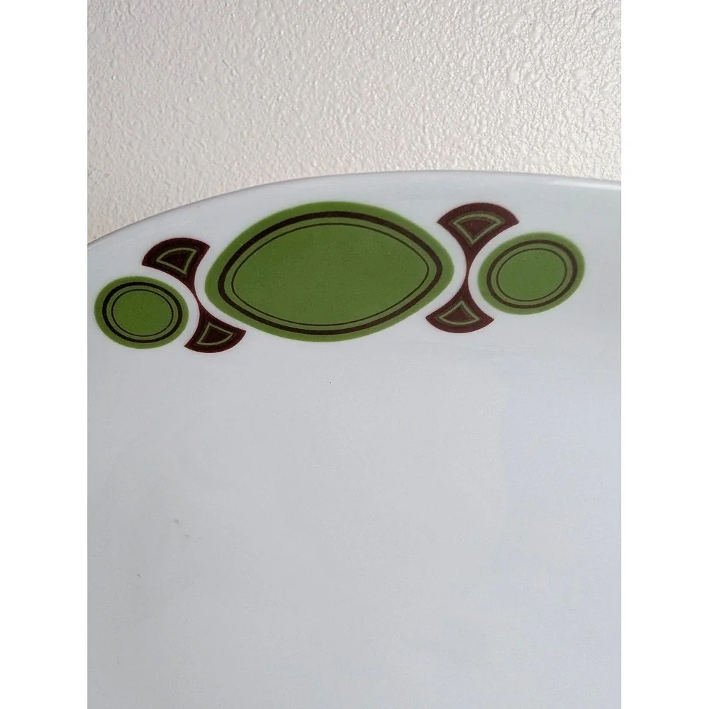 Mitterteich Bavaria Vintage MCM Oval Serving Platter Green Brown Geometric 15in